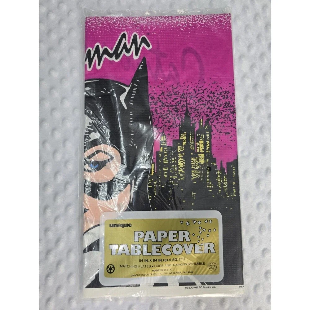 Vintage 1992 Catwoman Party Tablecloth New Unique Birthday Paper Tablecover USA